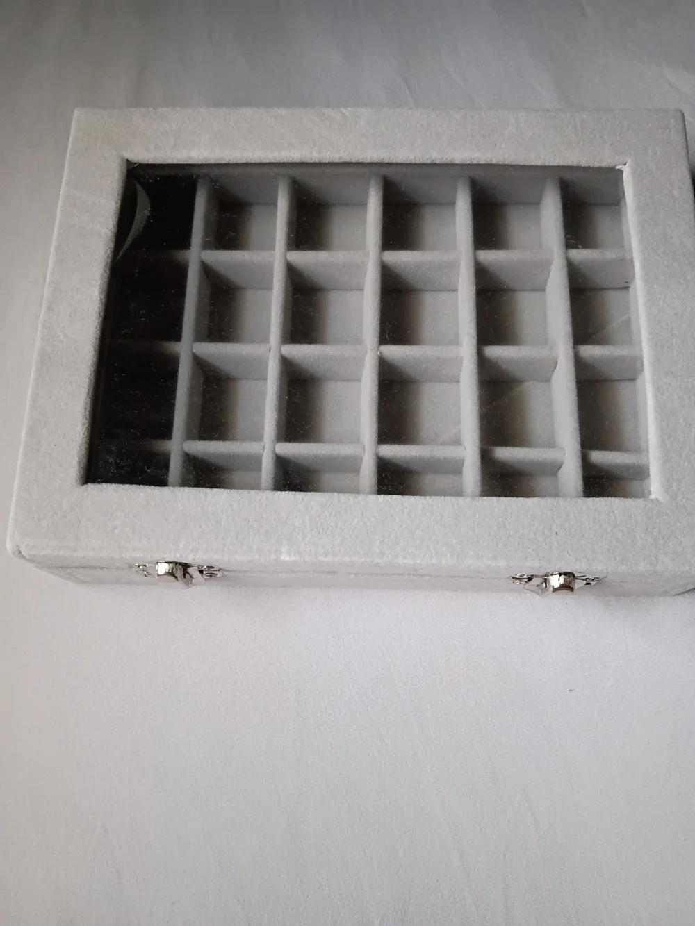 Gray Jewelry Organizer Box with Clear Window Lid